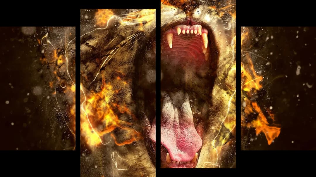 Tiger in Flames – 4 Panels
