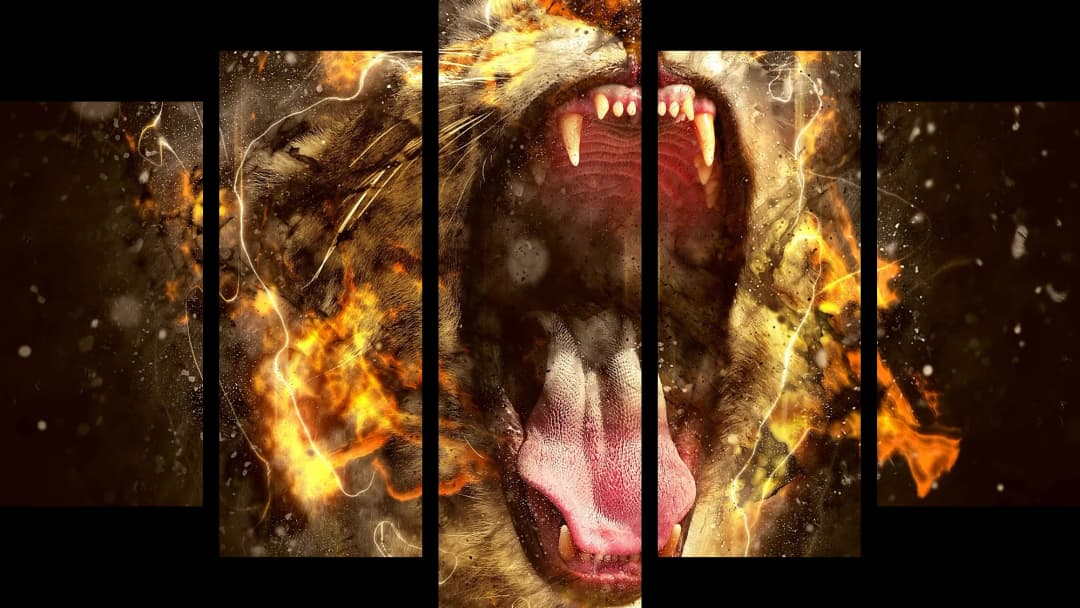 Tiger in Flames – 5 Panels Hierarchy