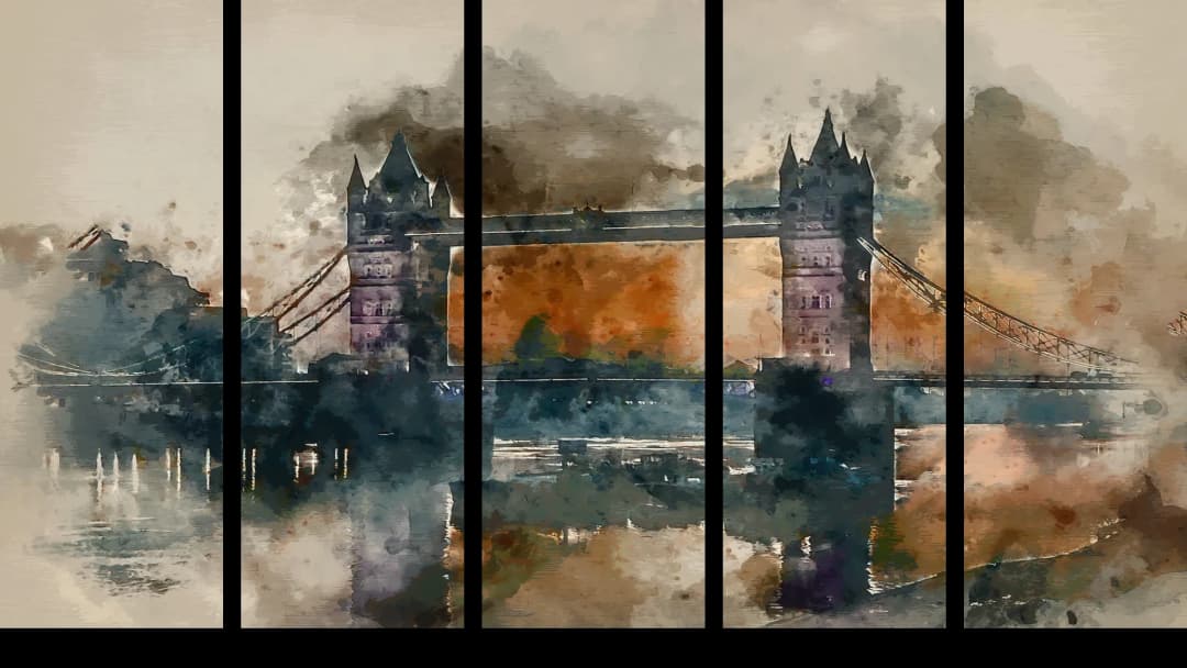Tower Bridge Autumn Art – 5 Panels Straight