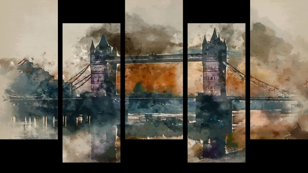 Tower Bridge Autumn Art – 5 Panels Up & Down