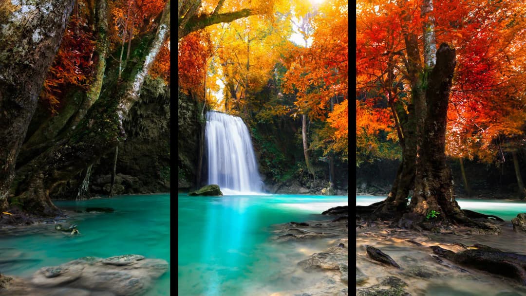 Tropical Waterfall Turquoise Pool – 3 Panels