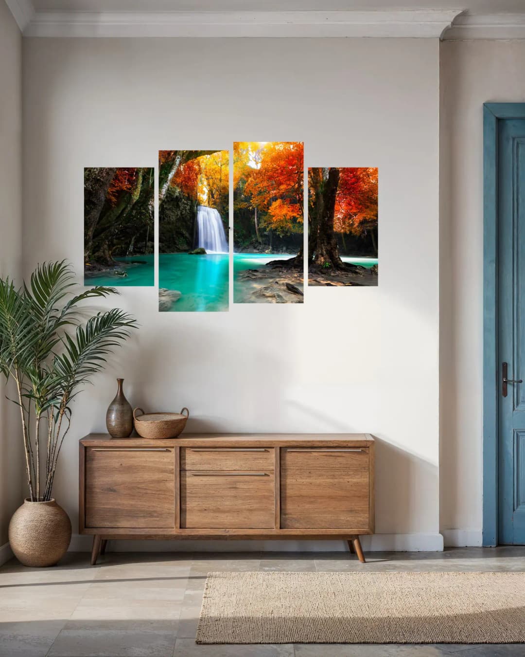 Tropical Waterfall Turquoise Pool – 4 Panels