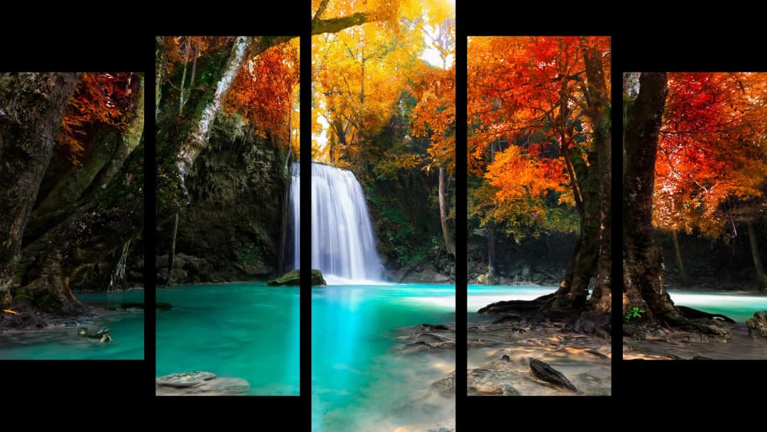Tropical Waterfall Turquoise Pool – 5 Panels Hierarchy