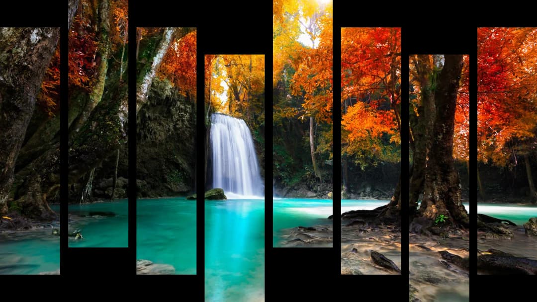 Tropical Waterfall Turquoise Pool – 8 Panels Hierarchy