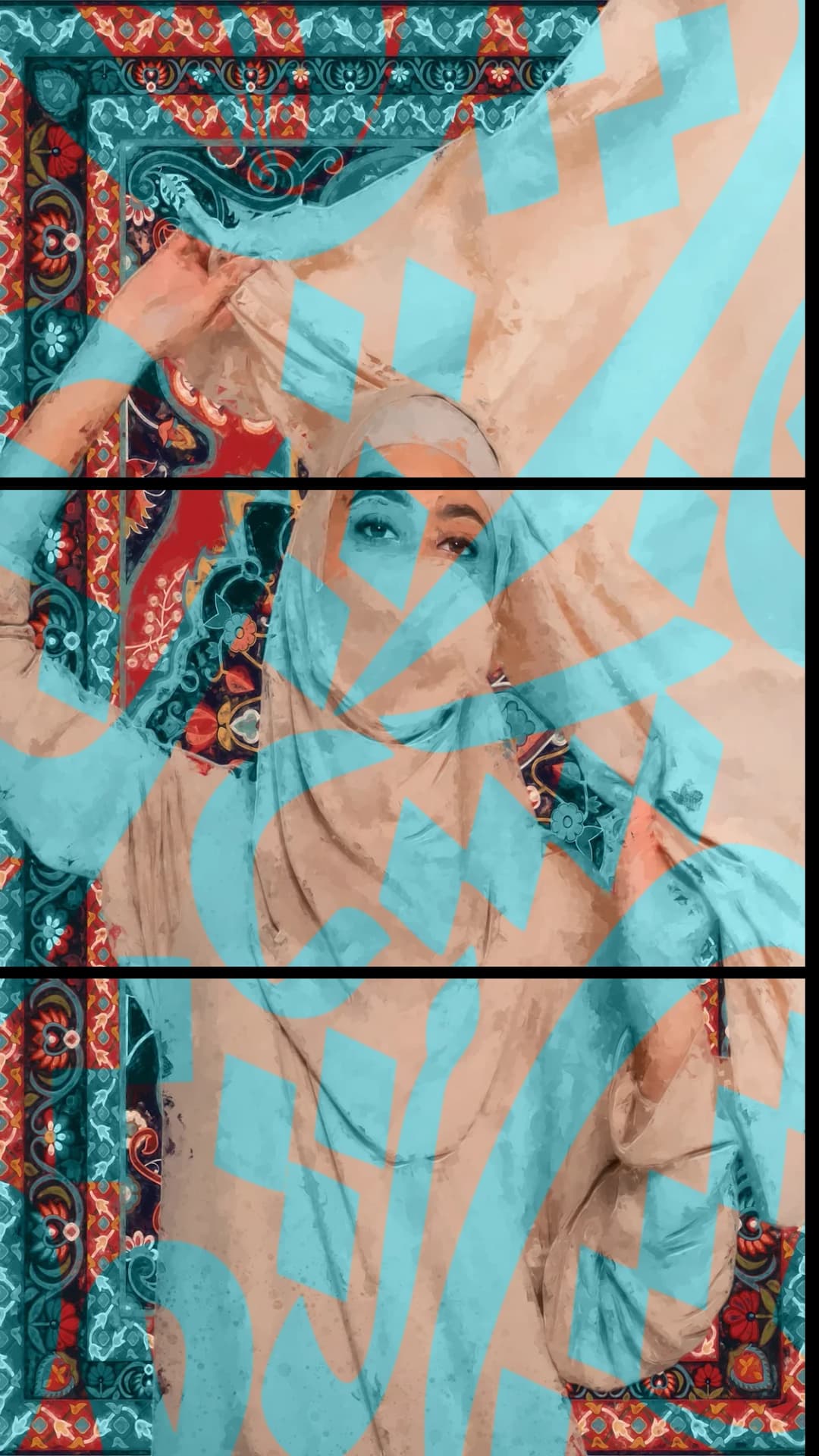 Veiled Woman Calligraphy – 3 Panels