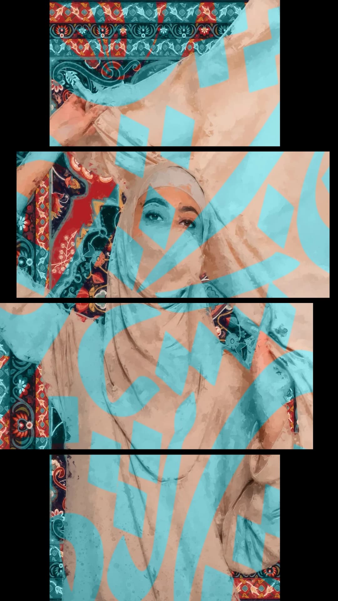 Veiled Woman Calligraphy – 4 Panels