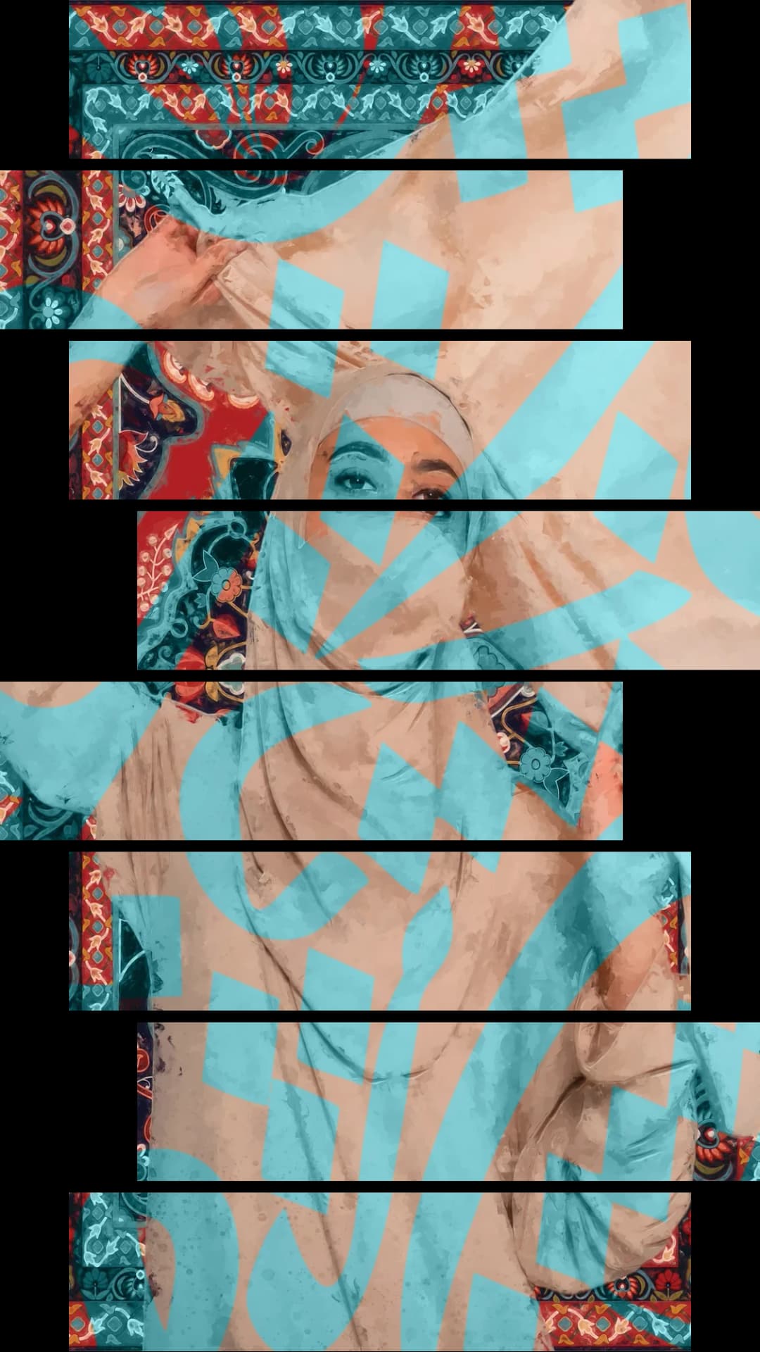 Veiled Woman Calligraphy – 8 Panels Hierarchy