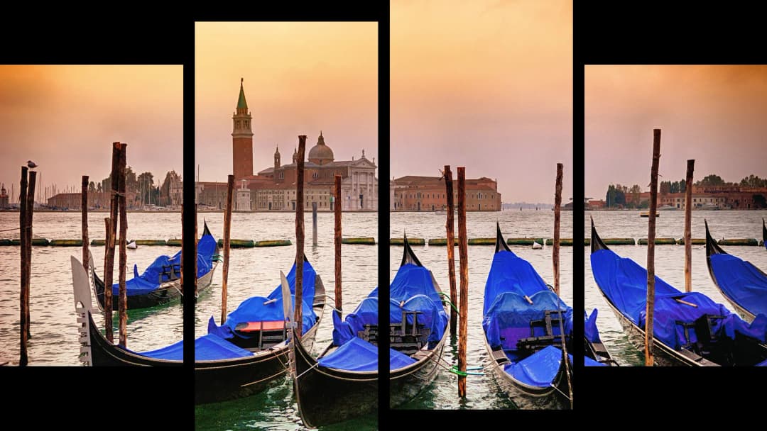 Venice Gondolas Sunset – 4 Panels