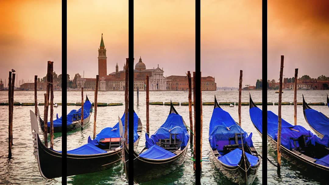 Venice Gondolas Sunset – 5 Panels Straight