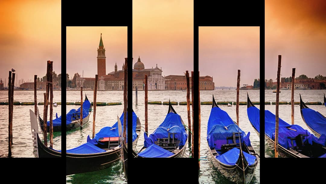 Venice Gondolas Sunset – 5 Panels Up & Down