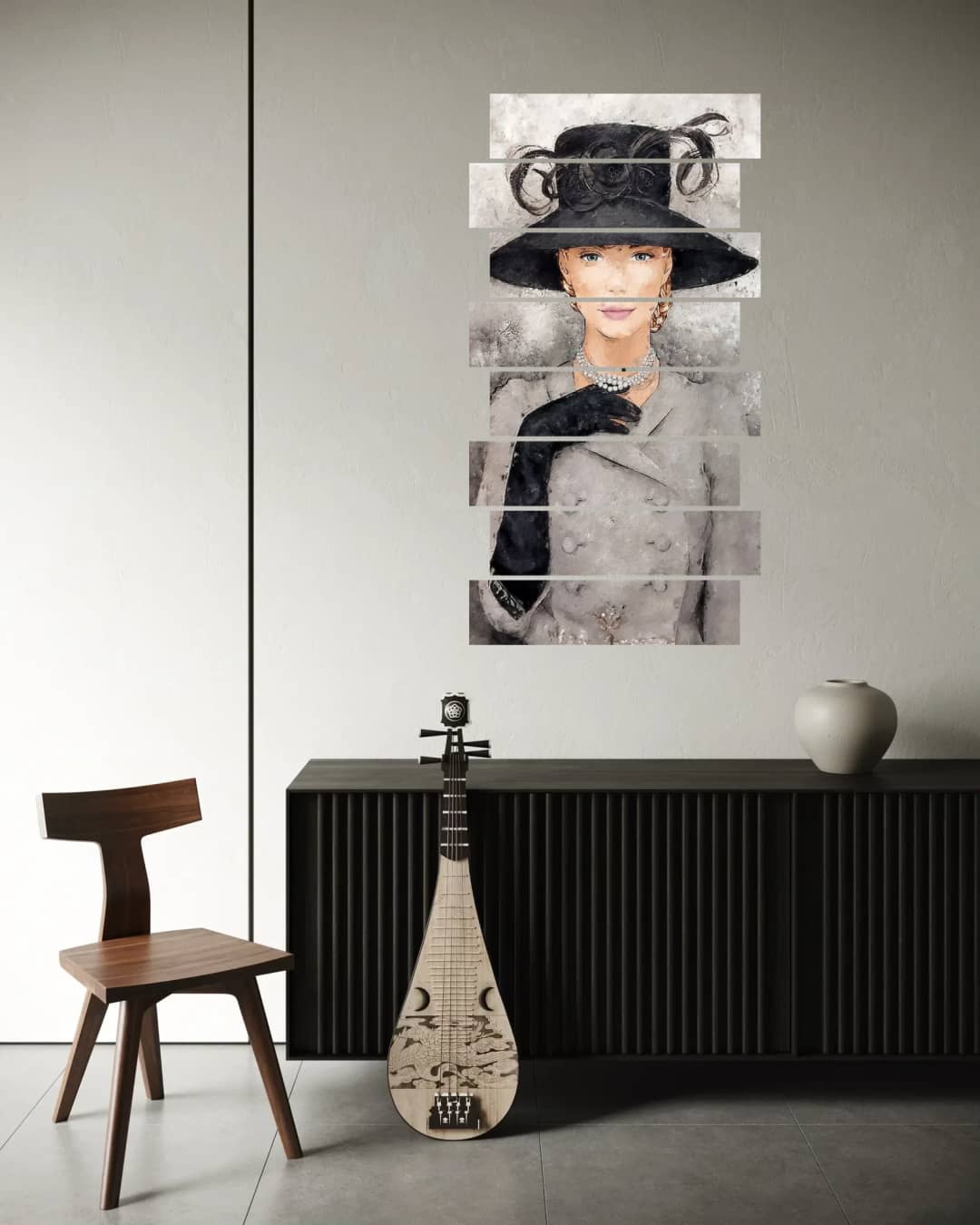 Vintage Pearl Hat Lady – 8 Panels Up & Down