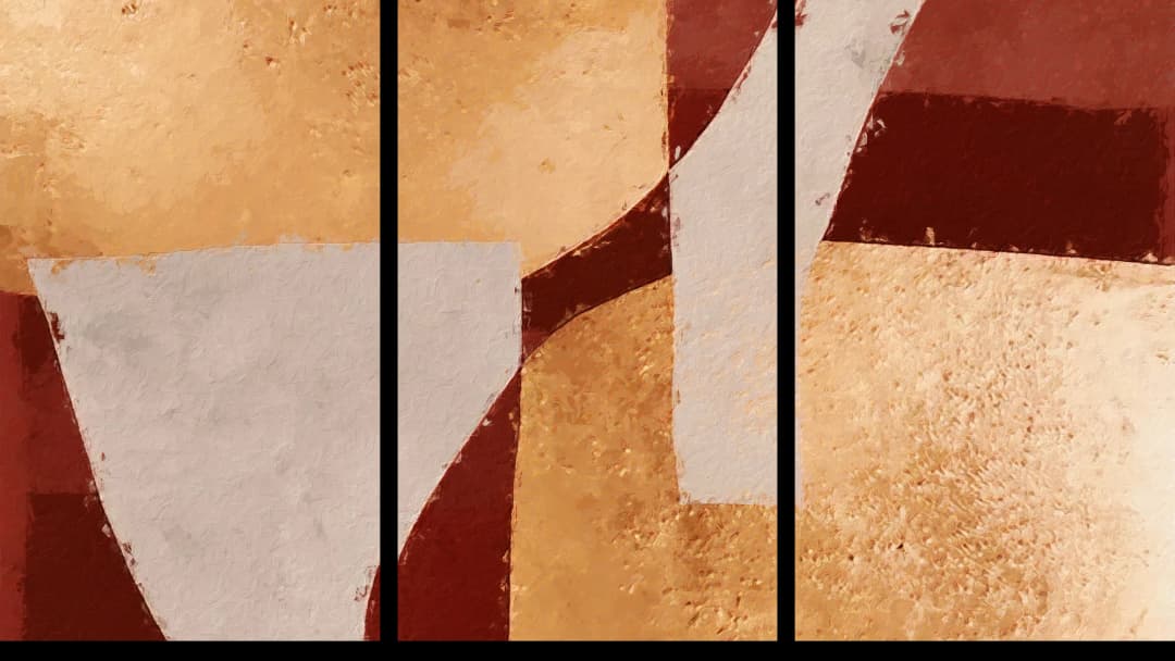 Warm Geometric Abstract – 3 Panels
