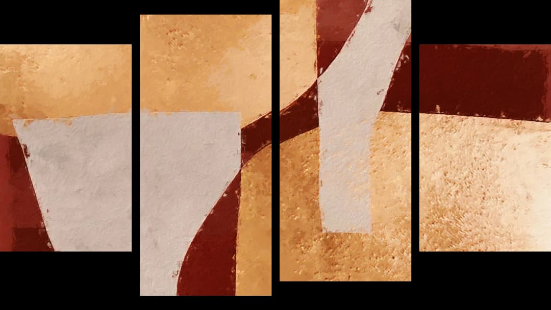 Warm Geometric Abstract – 4 Panels