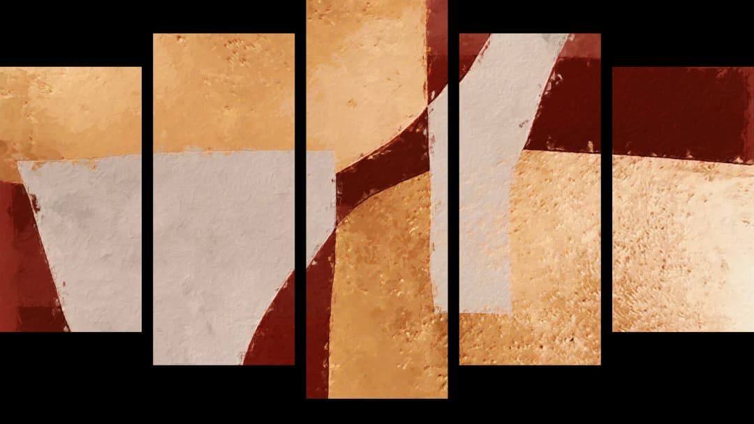Warm Geometric Abstract – 5 Panels Hierarchy
