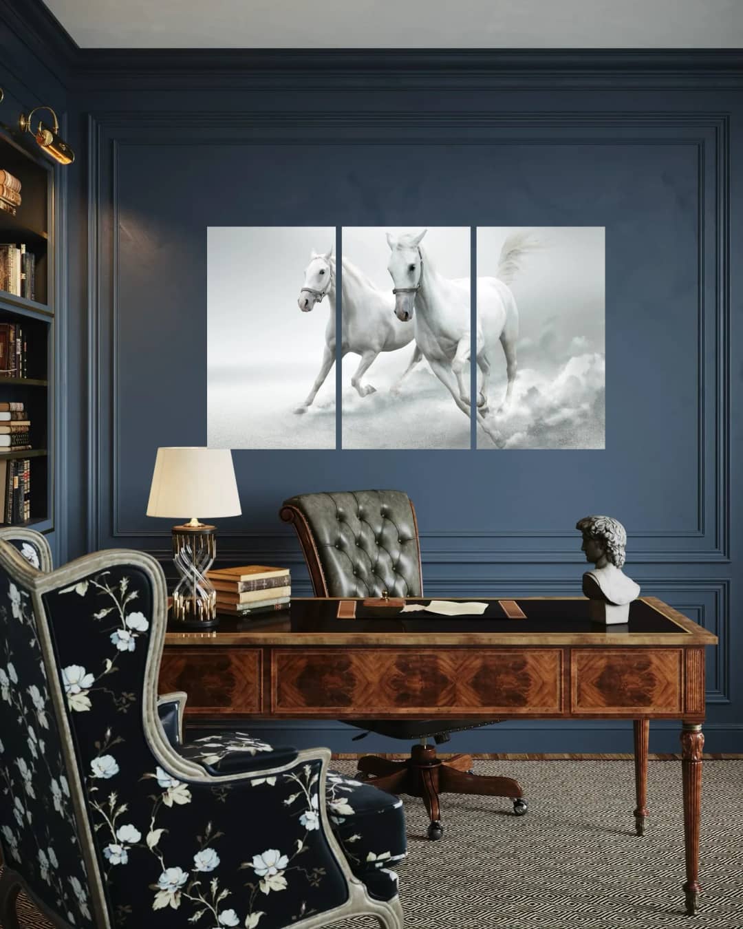White Arabian Horses – 3 Panels