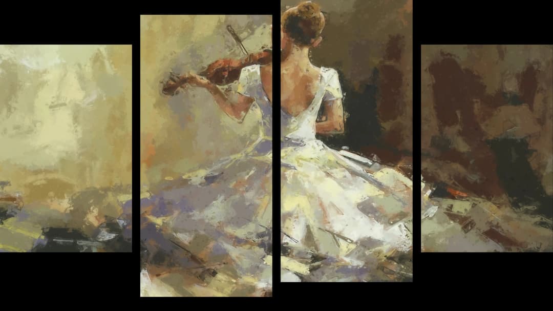 White Dress Violinist – 4 Panels