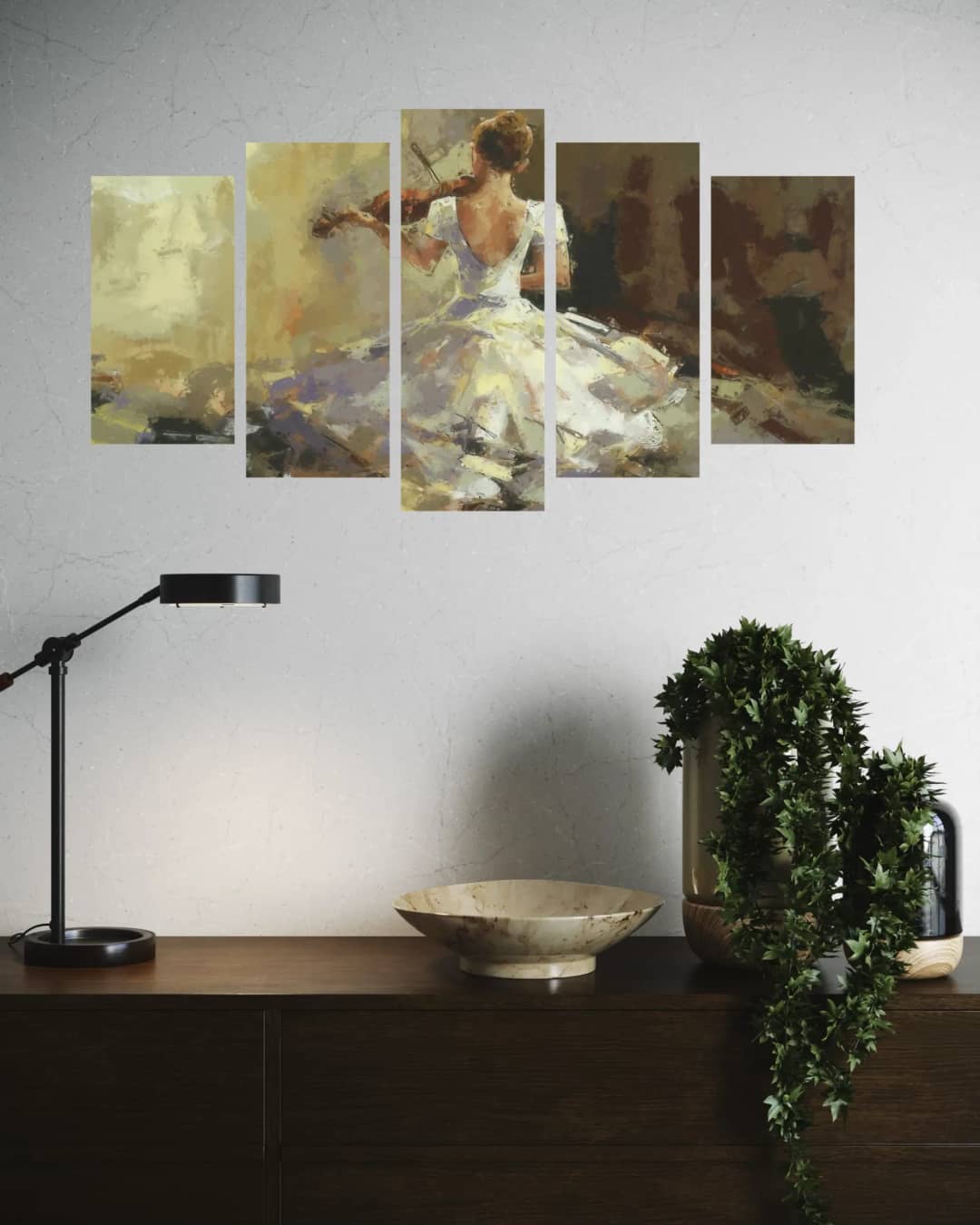 White Dress Violinist – 5 Panels Hierarchy