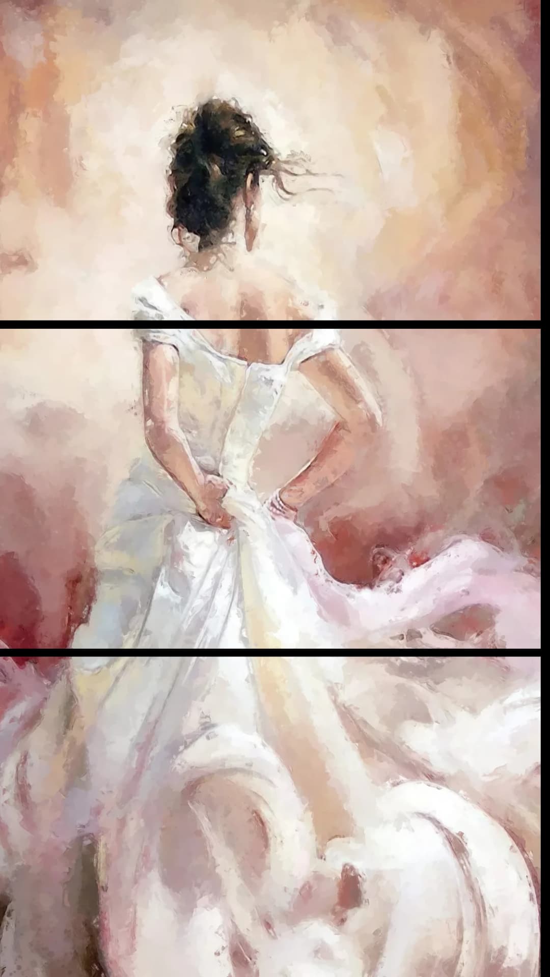 White Gown Back Portrait – 3 Panels