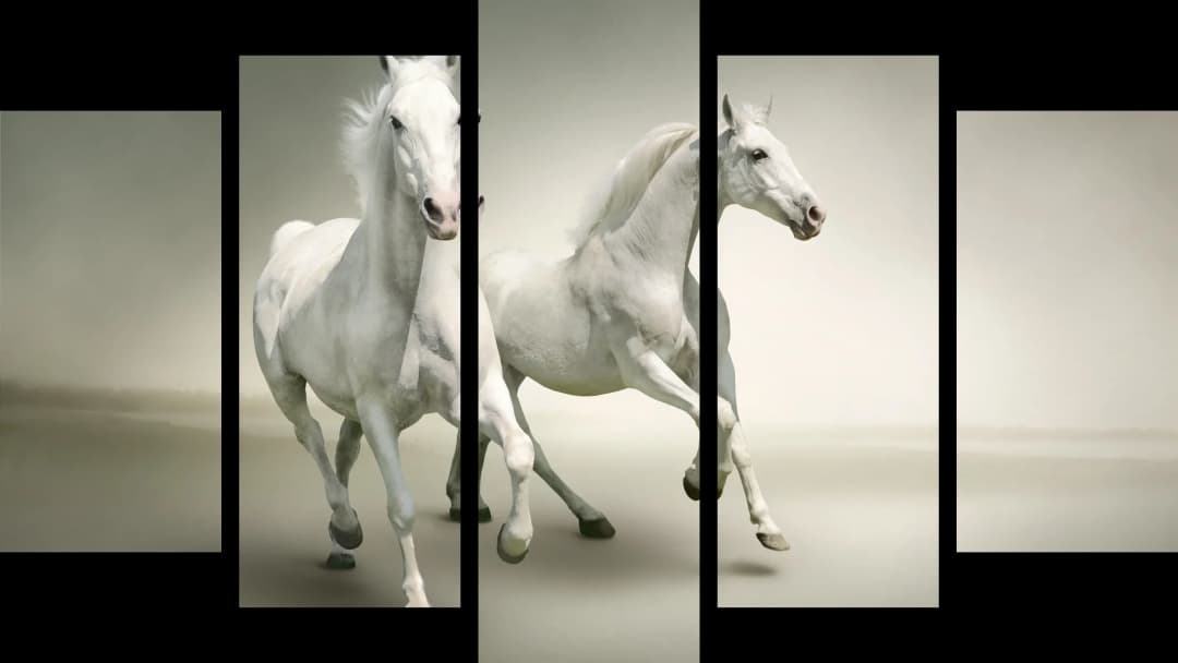 White Horses in Mist – 5 Panels Hierarchy