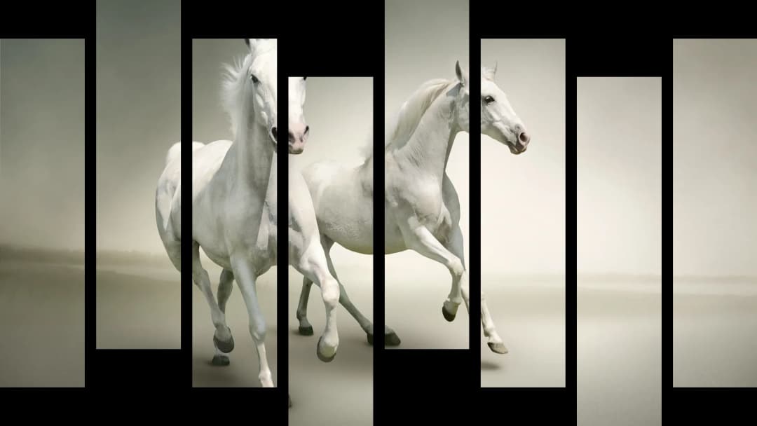 White Horses in Mist – 8 Panels Hierarchy
