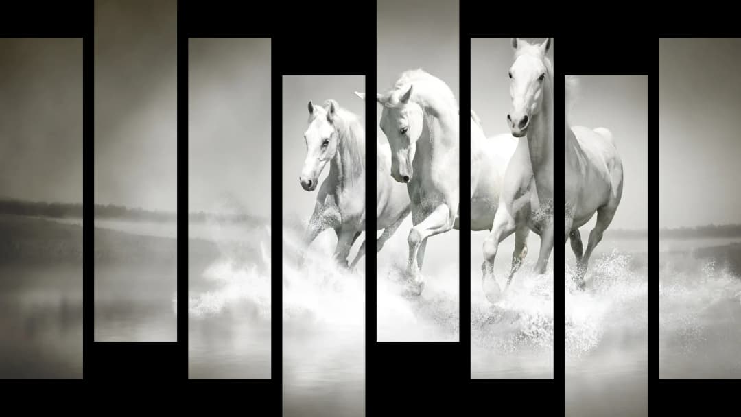 White Horses in Water – 8 Panels Hierarchy