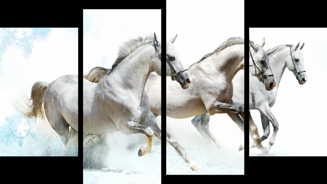 White Horses Winter – 4 Panels