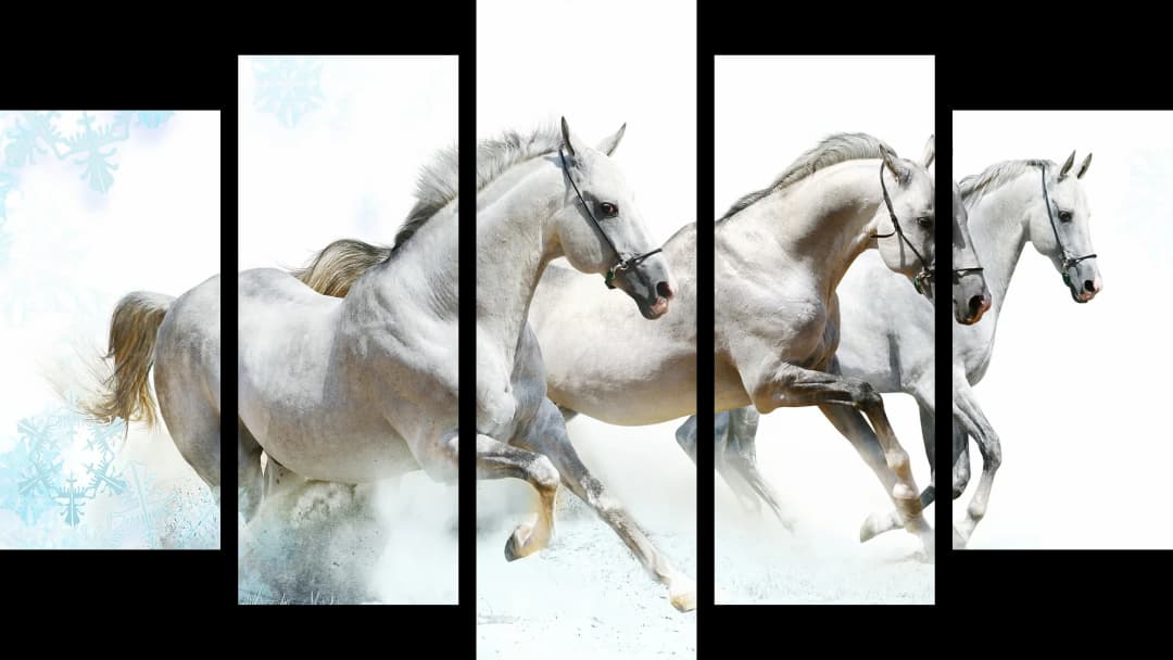 White Horses Winter – 5 Panels Hierarchy