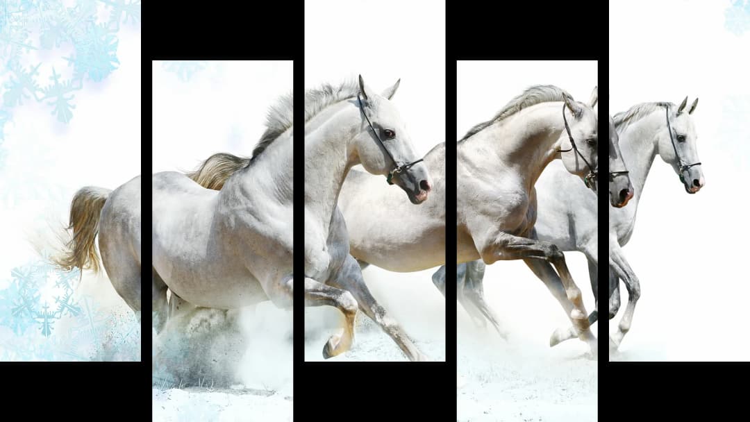 White Horses Winter – 5 Panels Up & Down
