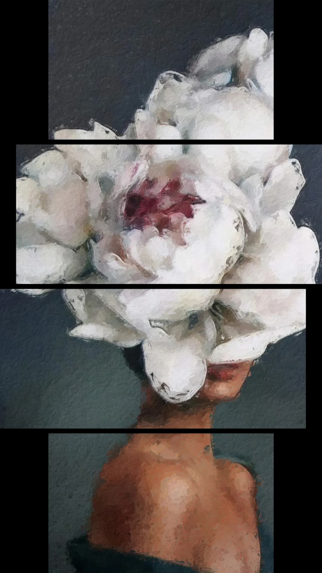 White Peony Head – 4 Panels