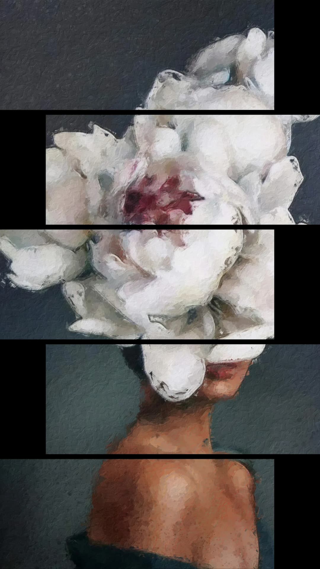 White Peony Head – 5 Panels Up & Down