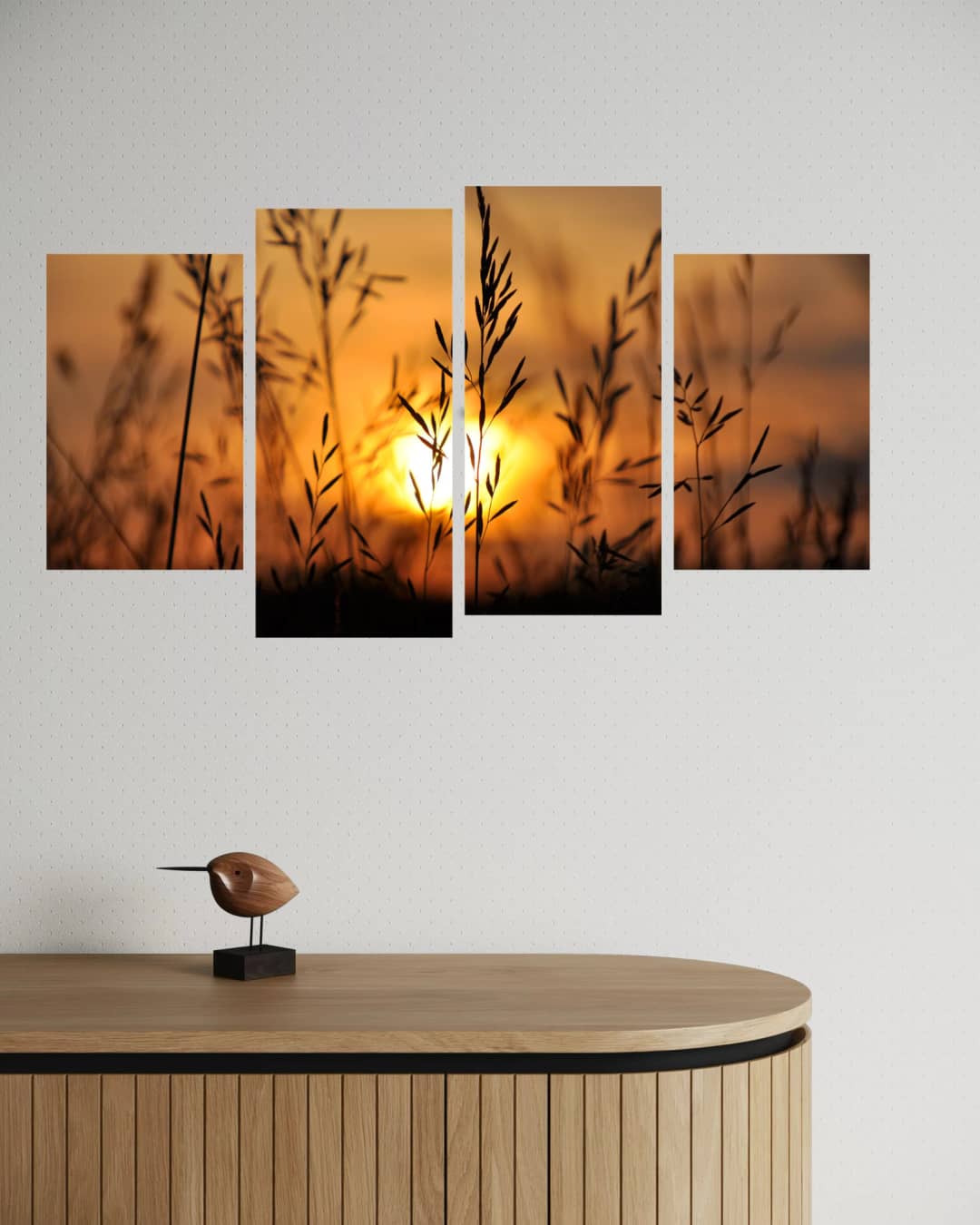 Wild Grass Sunset Silhouette – 4 Panels