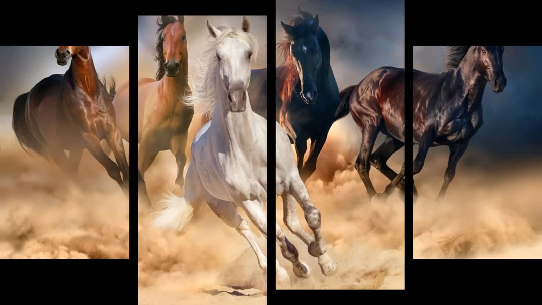 Wild Horses Stampede – 4 Panels