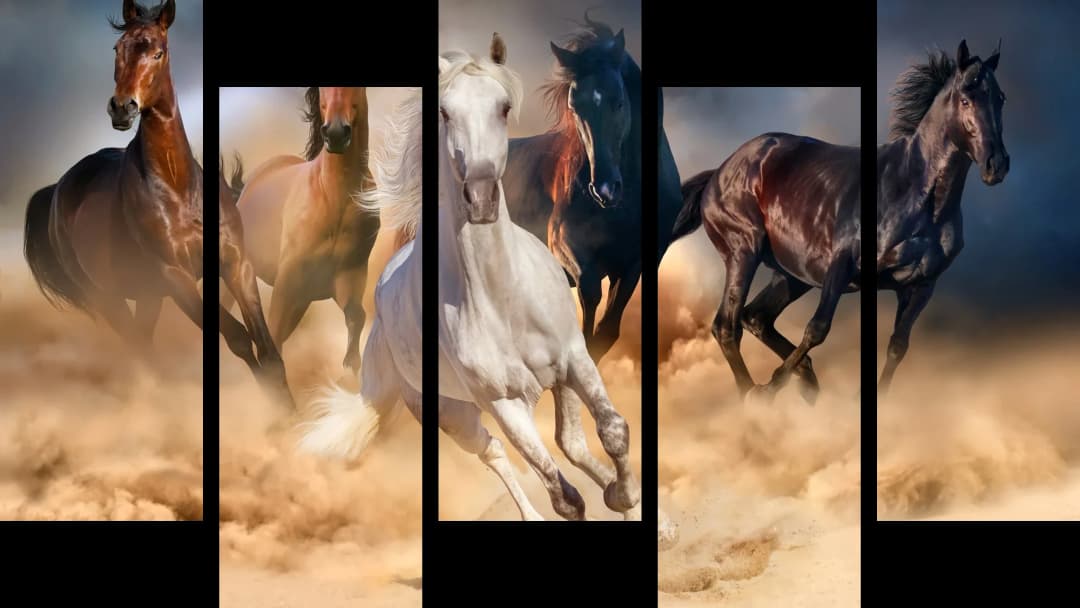Wild Horses Stampede – 5 Panels Up & Down