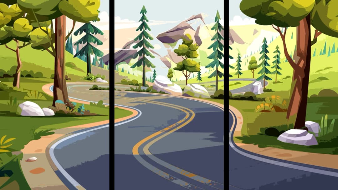 Winding Forest Road – 3 Panels