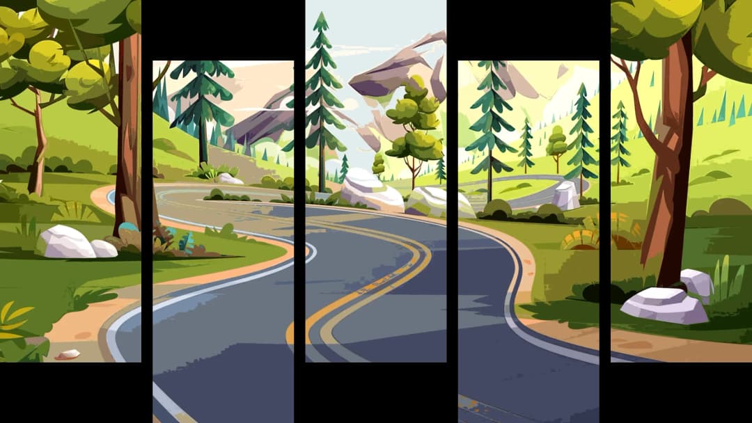 Winding Forest Road – 5 Panels Up & Down