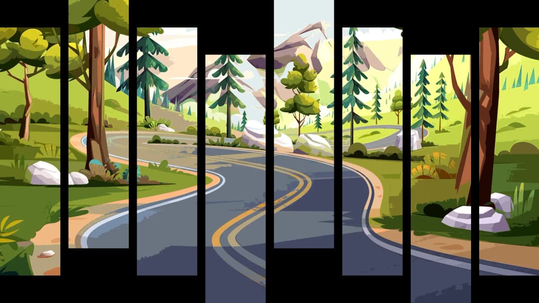 Winding Forest Road – 8 Panels Hierarchy