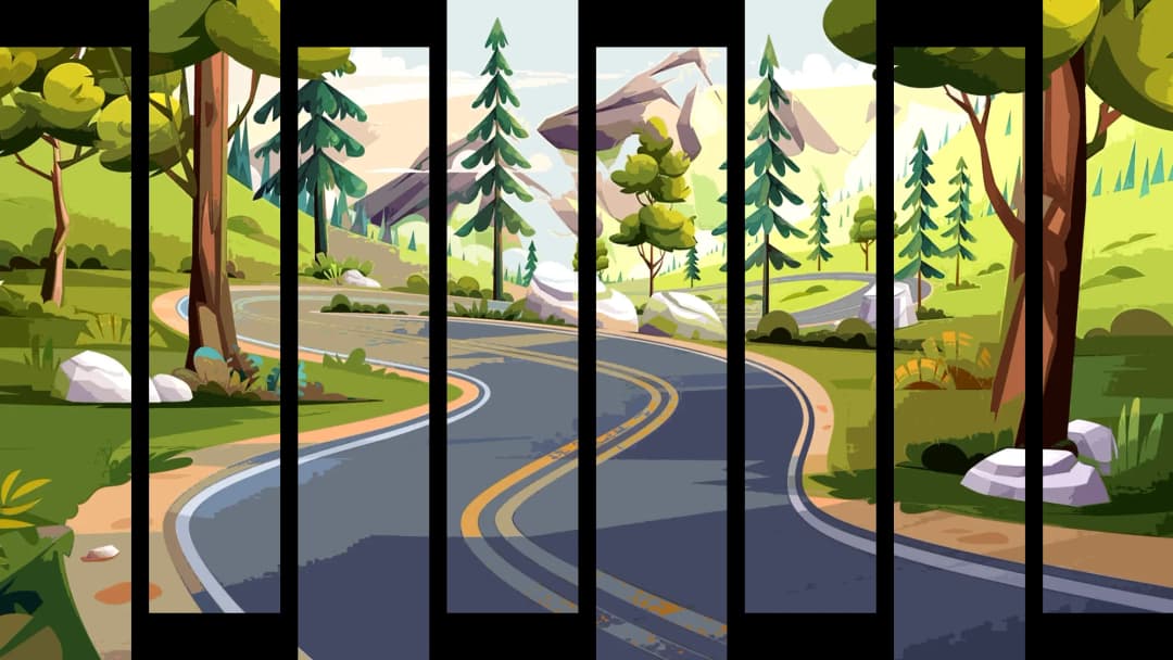 Winding Forest Road – 8 Panels Up & Down