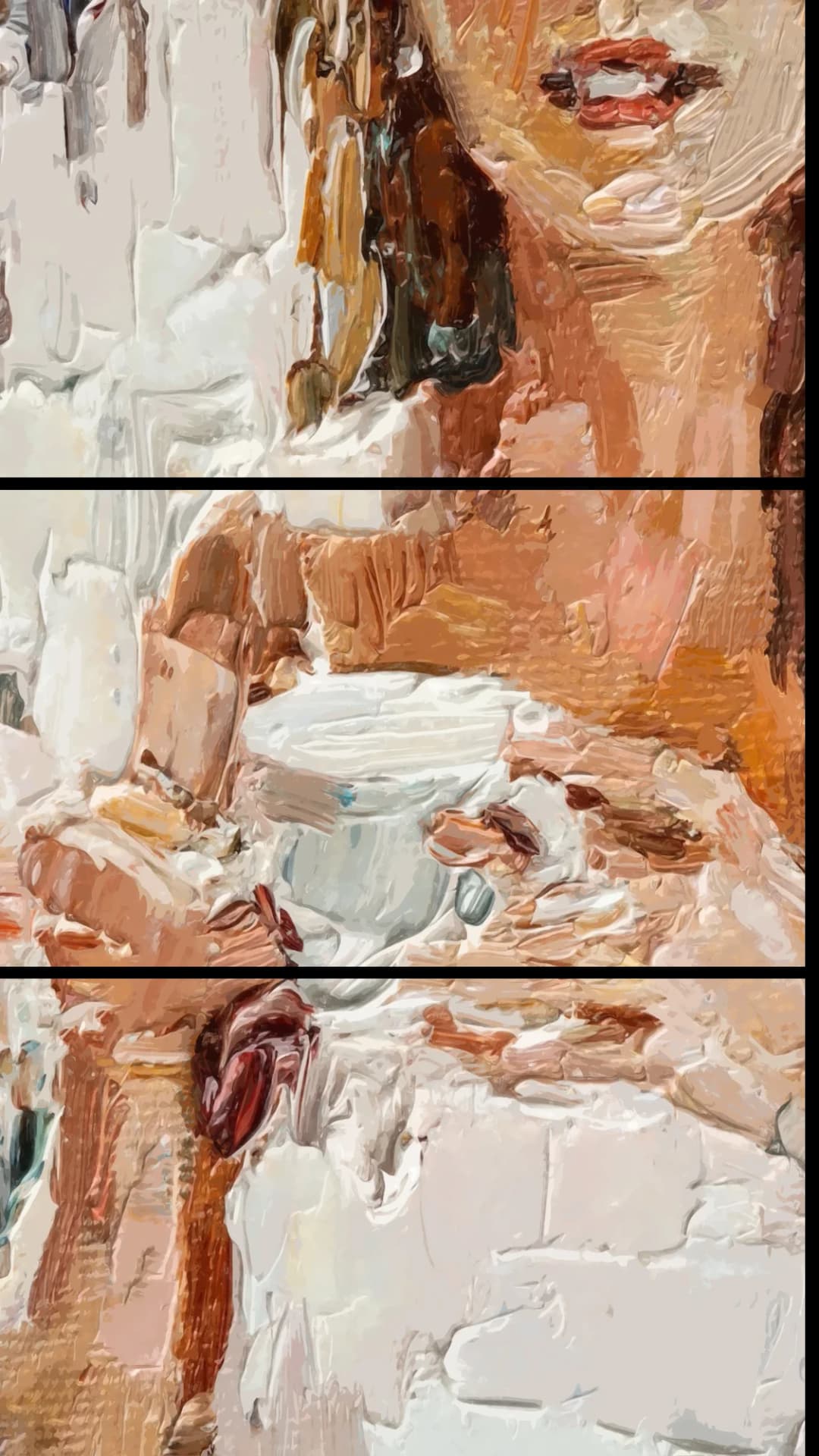 Woman Holding Coffee Cup – 3 Panels