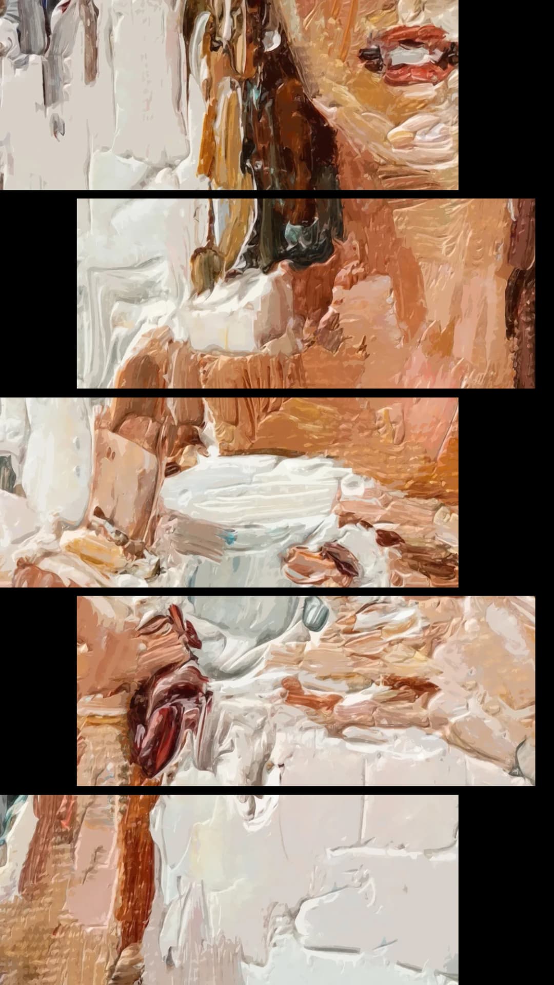 Woman Holding Coffee Cup – 5 Panels Up & Down