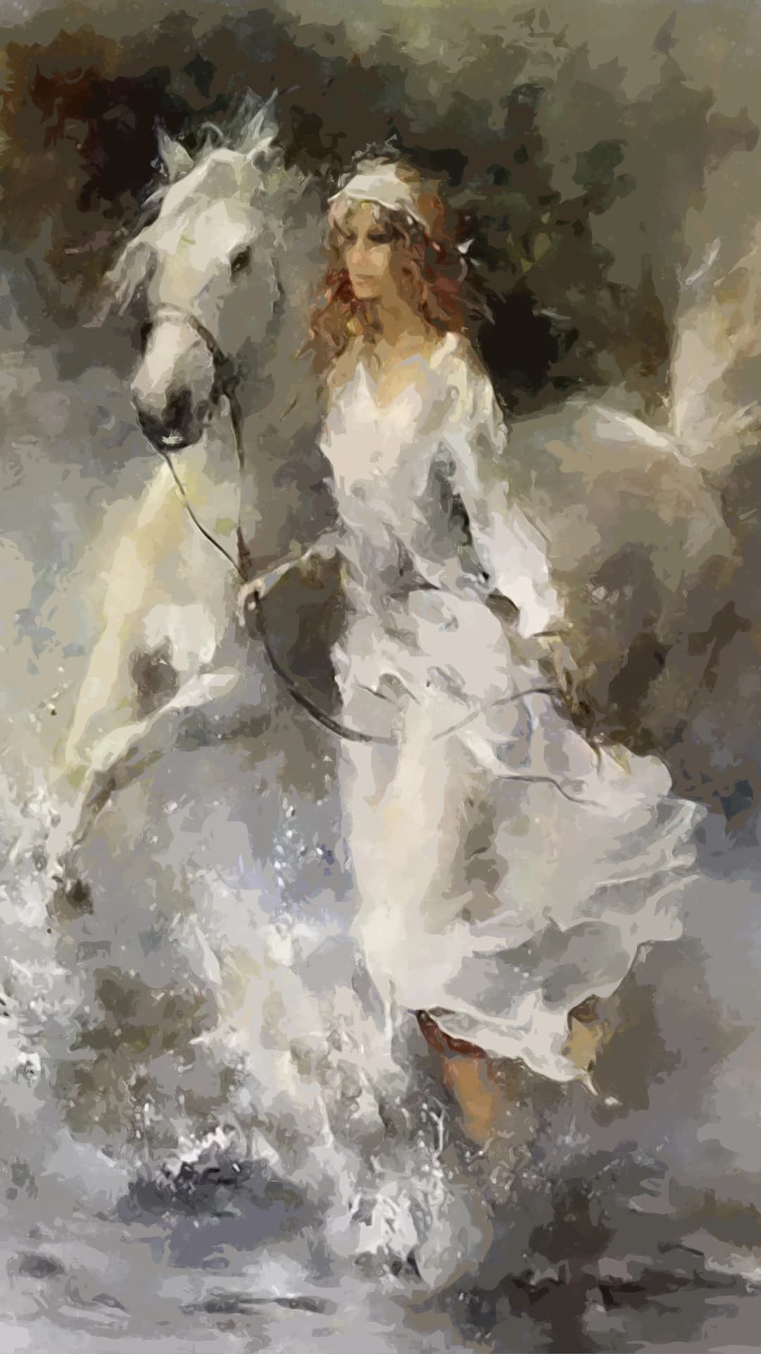 Woman On White Horse