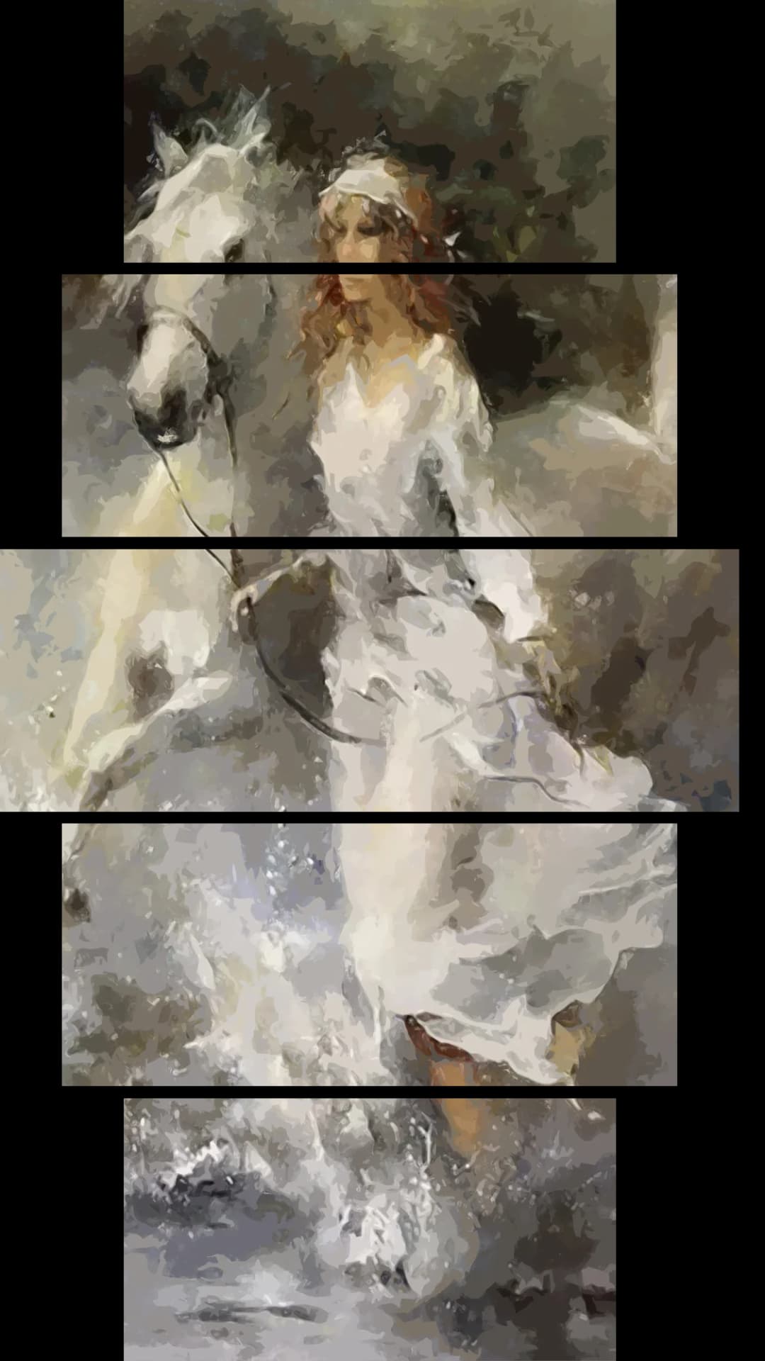 Woman On White Horse – 5 Panels Hierarchy