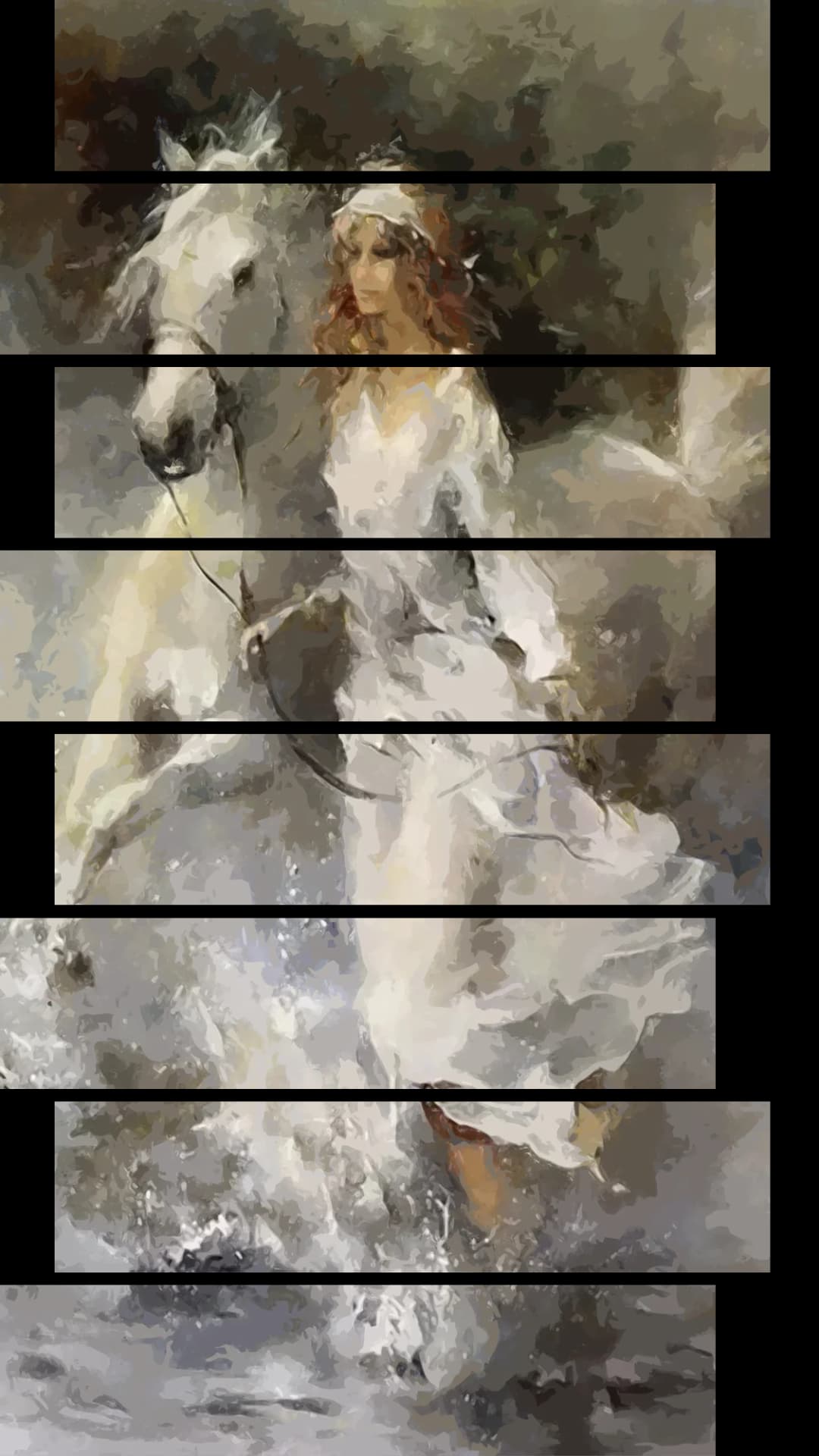 Woman On White Horse – 8 Panels Up & Down
