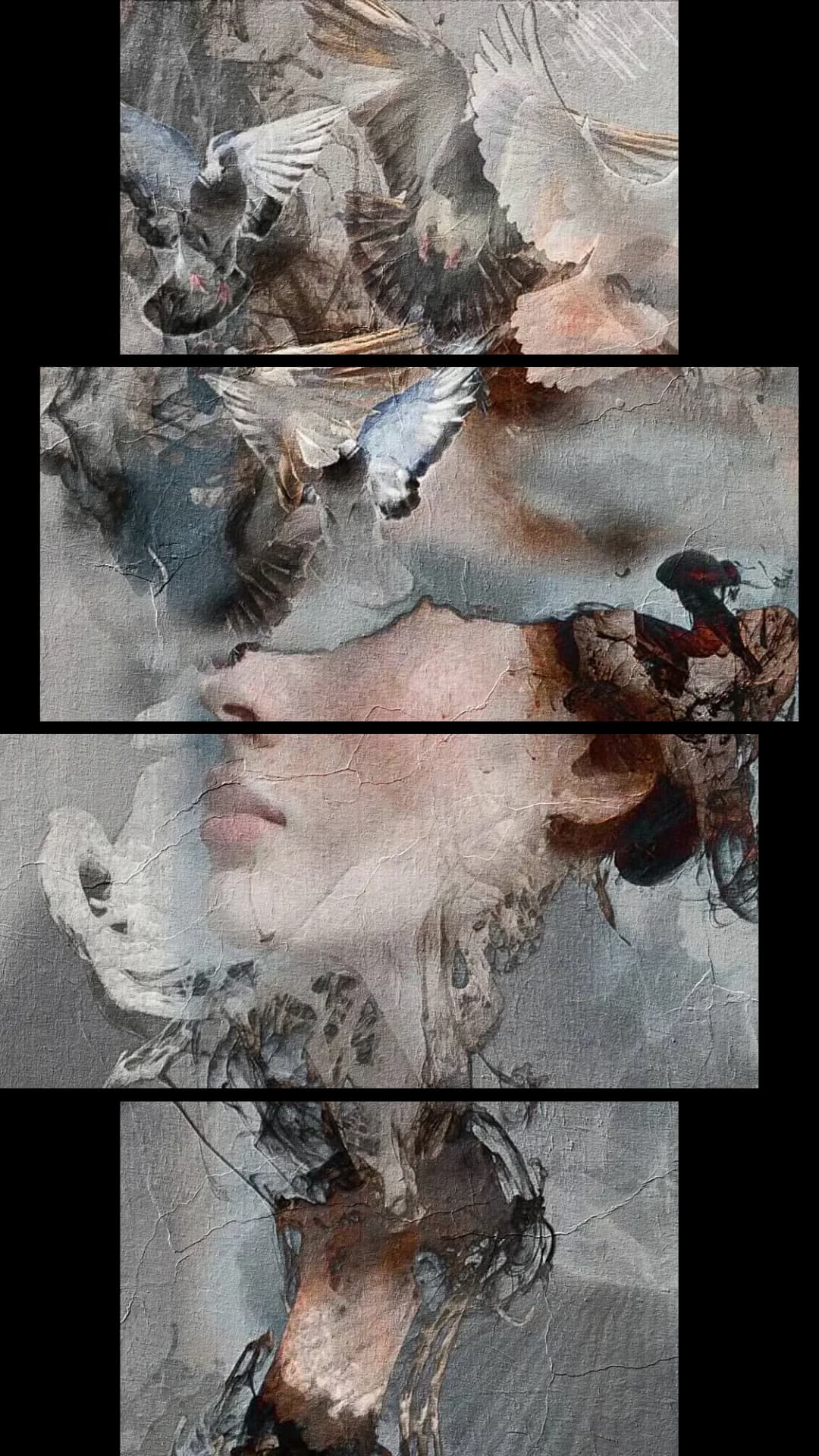 Woman With Doves – 4 Panels