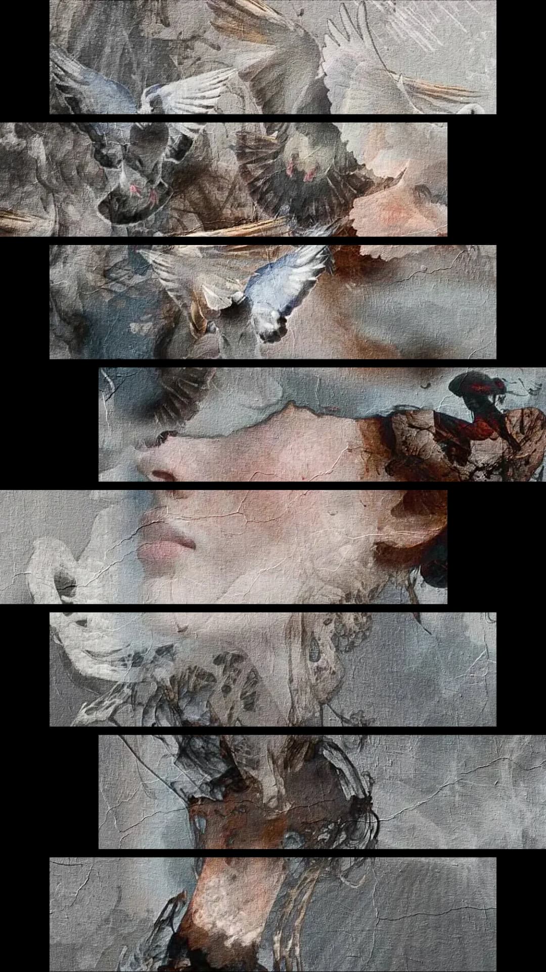 Woman With Doves – 8 Panels Hierarchy