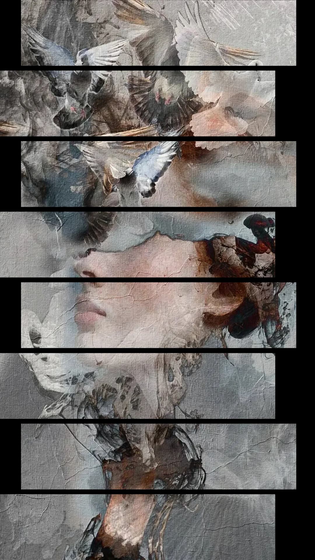 Woman With Doves – 8 Panels Up & Down
