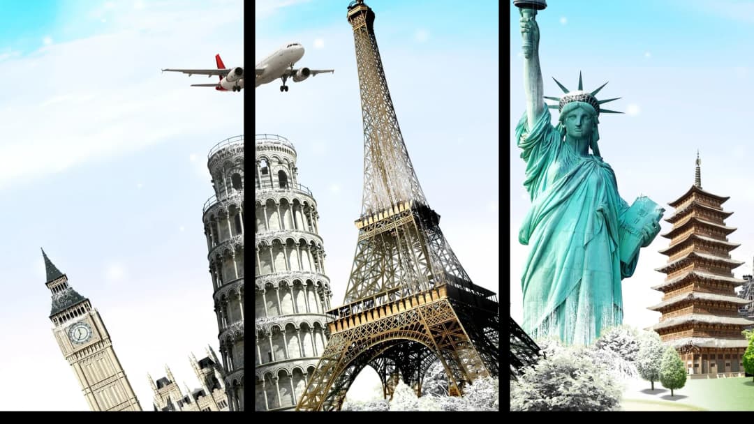 World Landmarks Collage – 3 Panels