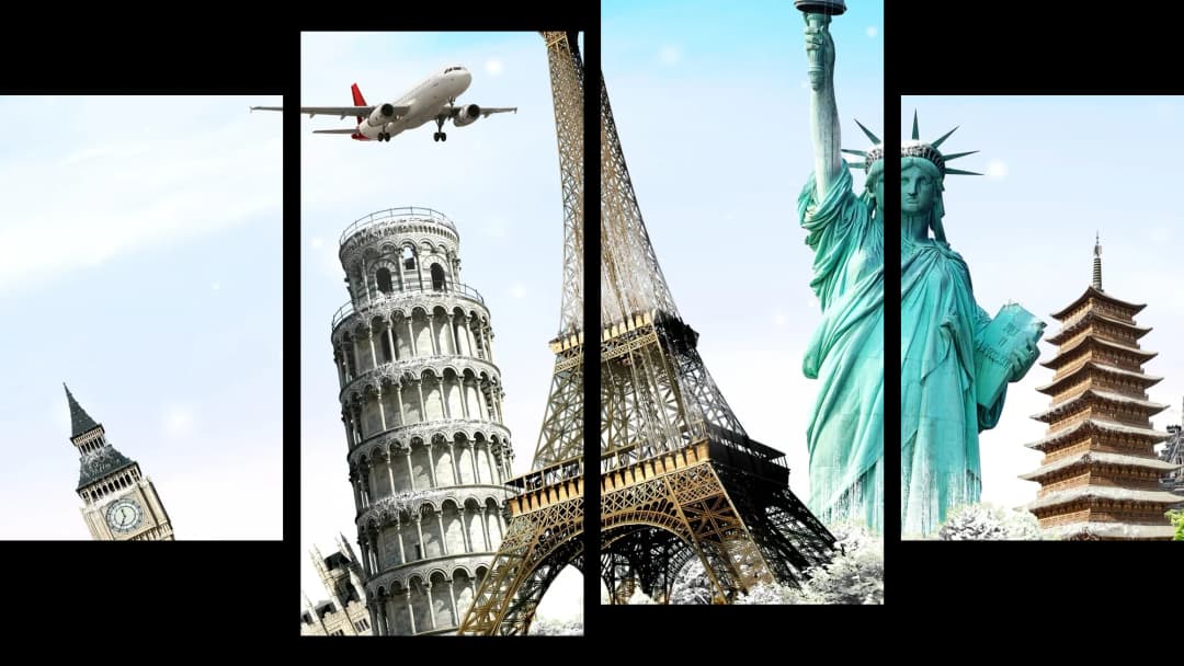 World Landmarks Collage – 4 Panels
