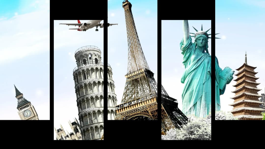 World Landmarks Collage – 5 Panels Up & Down