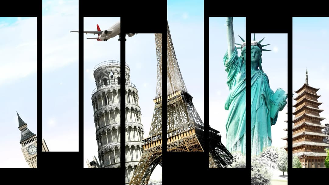 World Landmarks Collage – 8 Panels Hierarchy