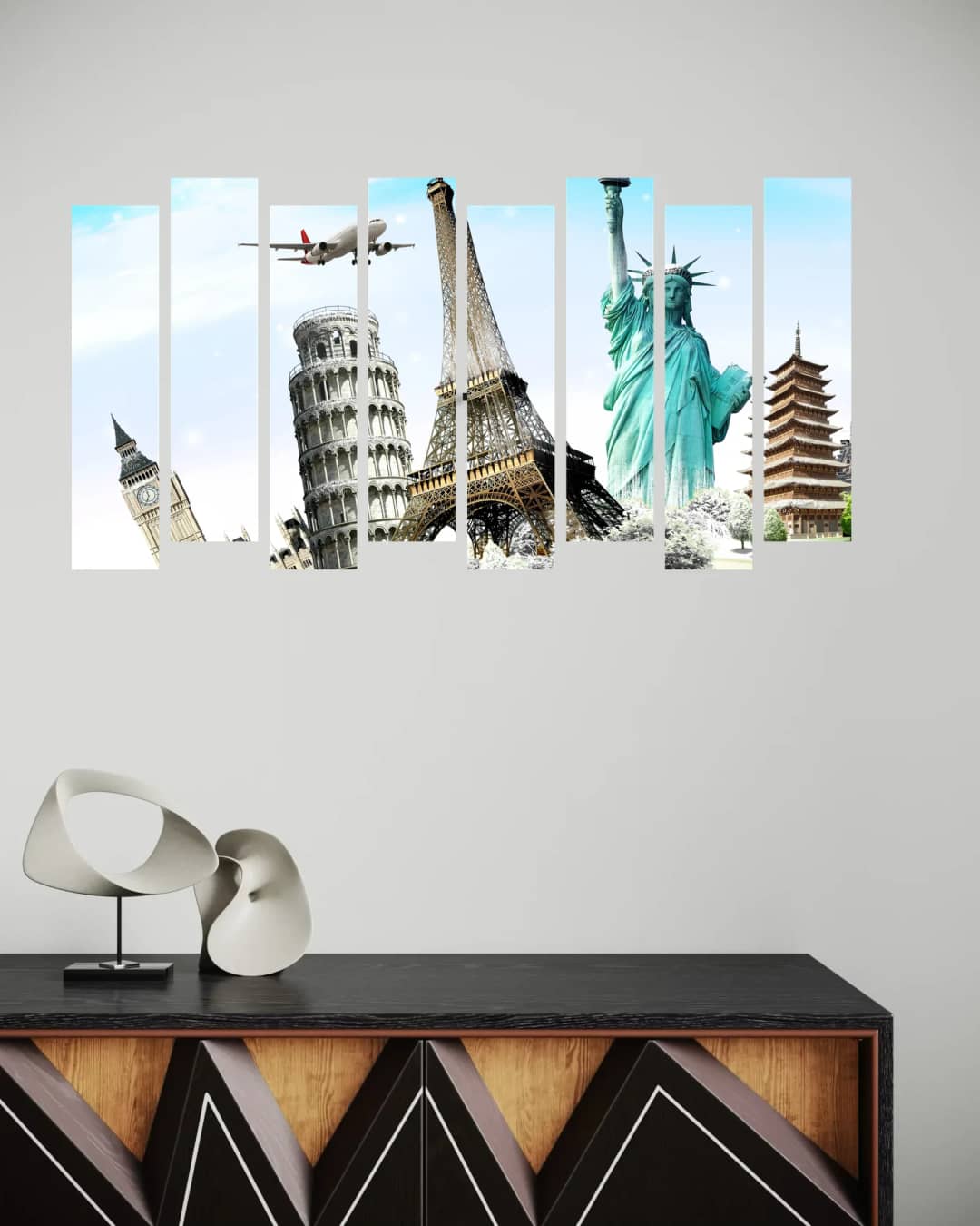World Landmarks Collage – 8 Panels Up & Down